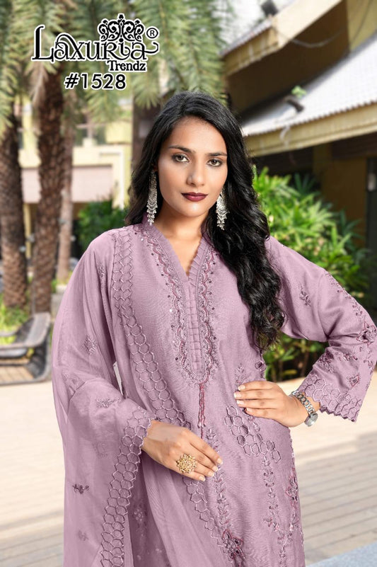 1528 Light Wine Laxuria Trendz Embroidery Pakistani Readymade Suits