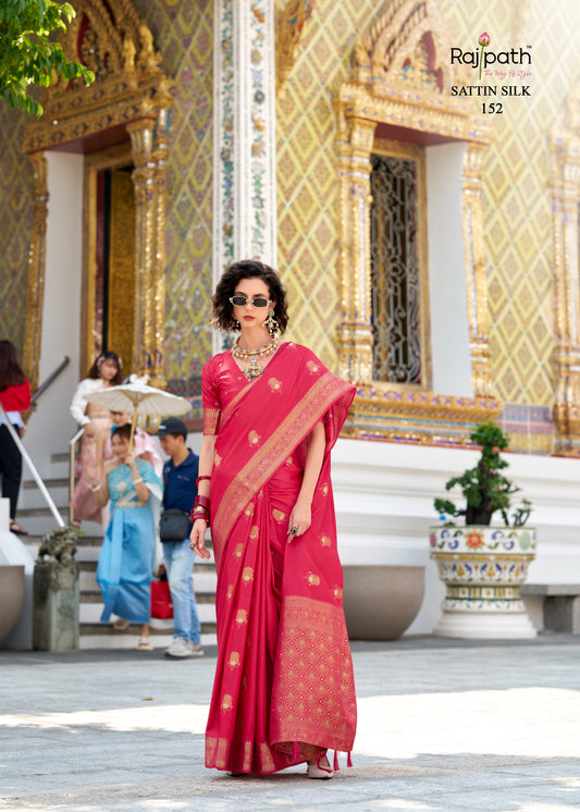 152 White Rose Rajpath Satin Silk Sarees