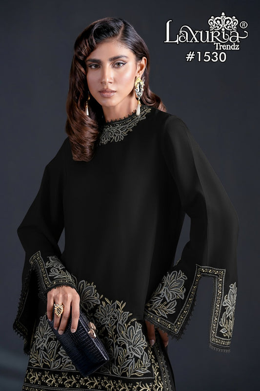 1530 Black Laxuria Trendz Embroidrey Pakistani Readymade Suits