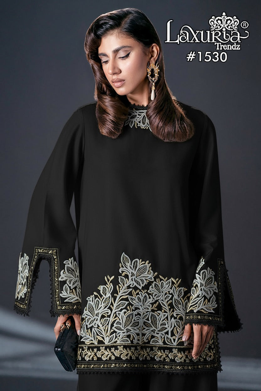 1530 Black Laxuria Trendz Embroidrey Pakistani Readymade Suits