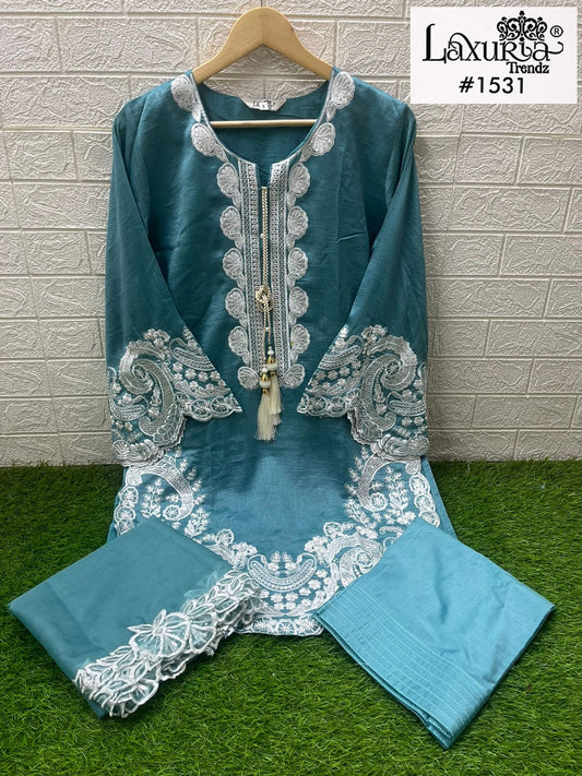 1531 Blue Laxuria Trendz Embroidery Pakistani Readymade Suits