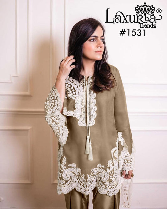 1531 Brown Laxuria Trendz Embroidery Pakistani Readymade Suits