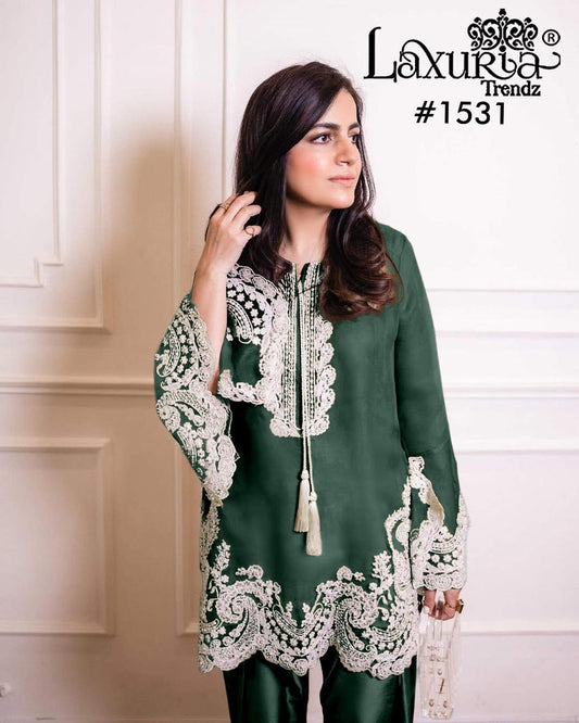1531 Dark Green Laxuria Trendz Vichitra Pakistani Readymade Suits