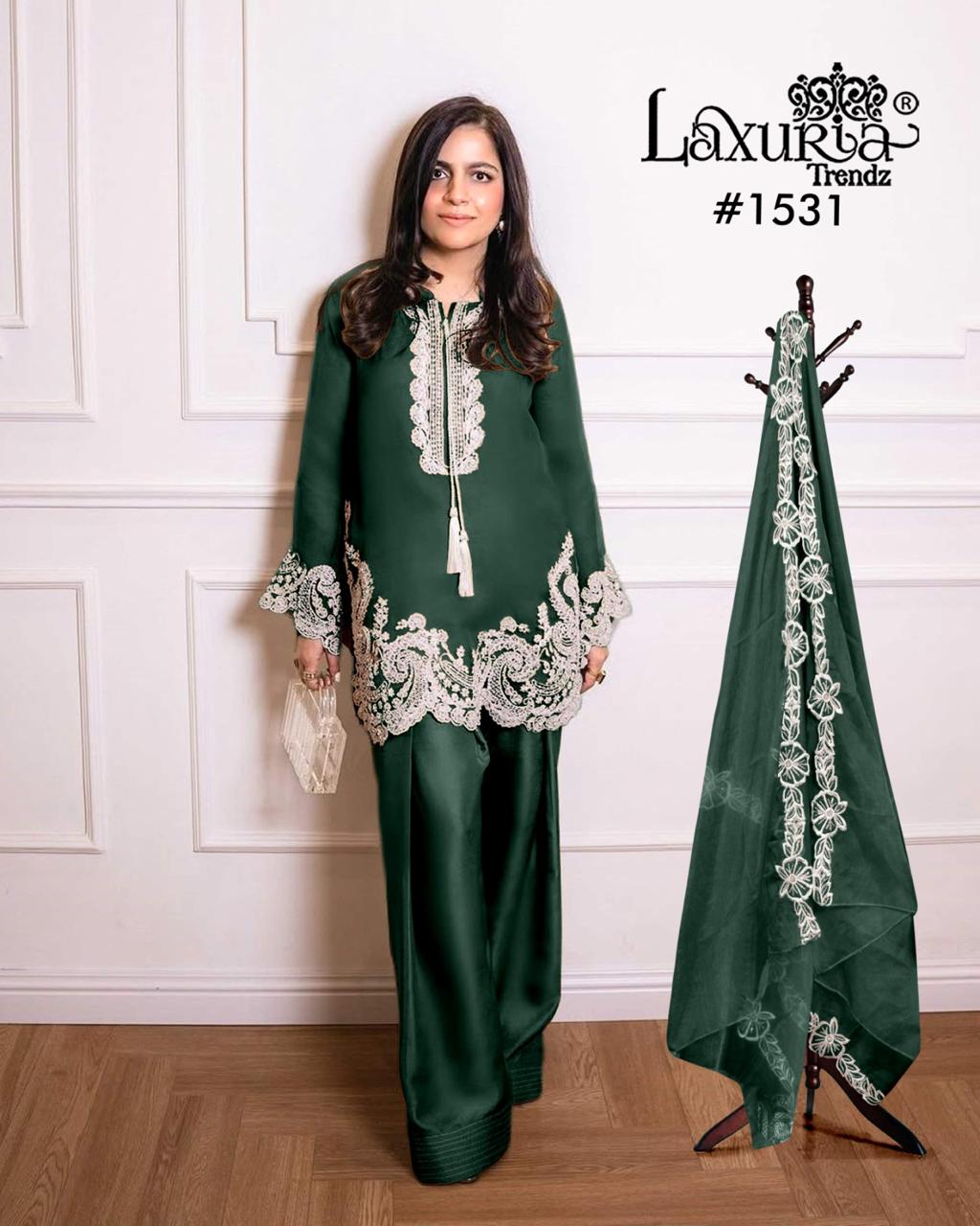 1531 Dark Green Laxuria Trendz Vichitra Pakistani Readymade Suits