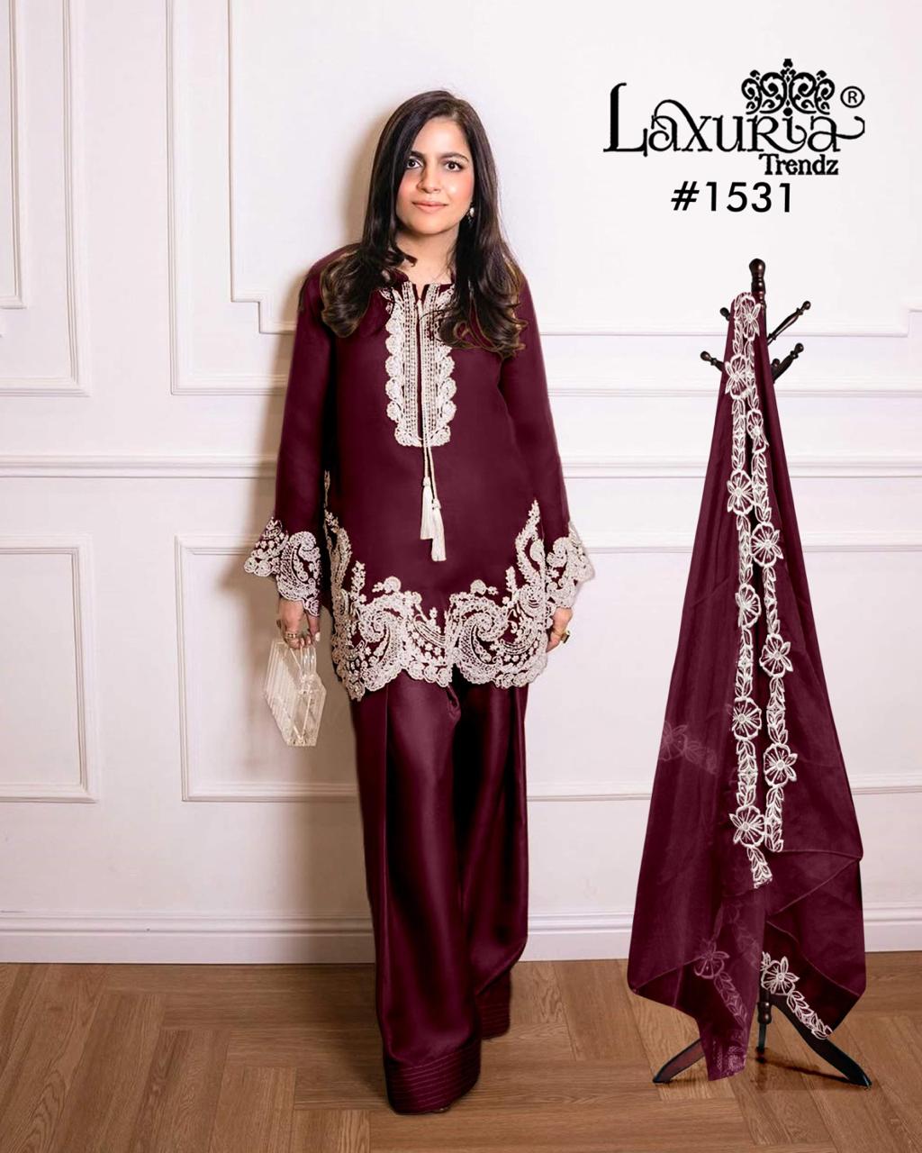 1531 Maroon Laxuria Trendz Vichitra Pakistani Readymade Suits