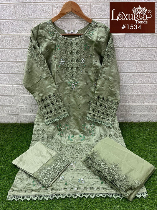 1534 Sage Green Laxuria Trendz Vichitra Pakistani Readymade Suits