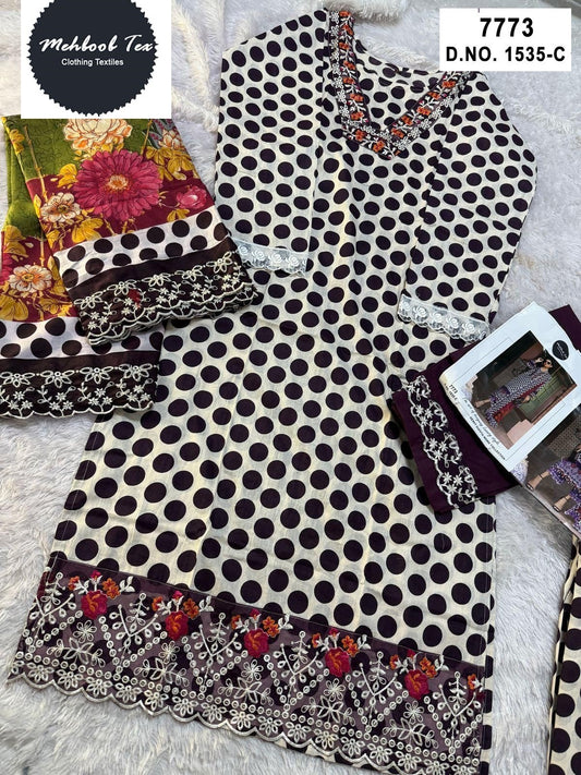 1535-C Mehboob Tex Embroidery Pakistani Patch Suits