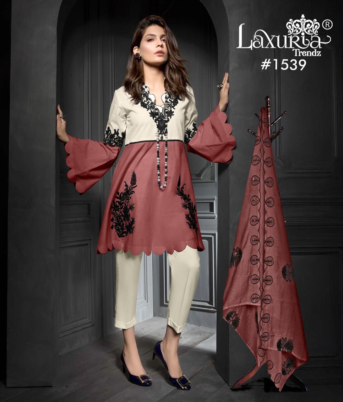 1539 Brown Laxuria Trendz Jam Satin Pakistani Readymade Suits