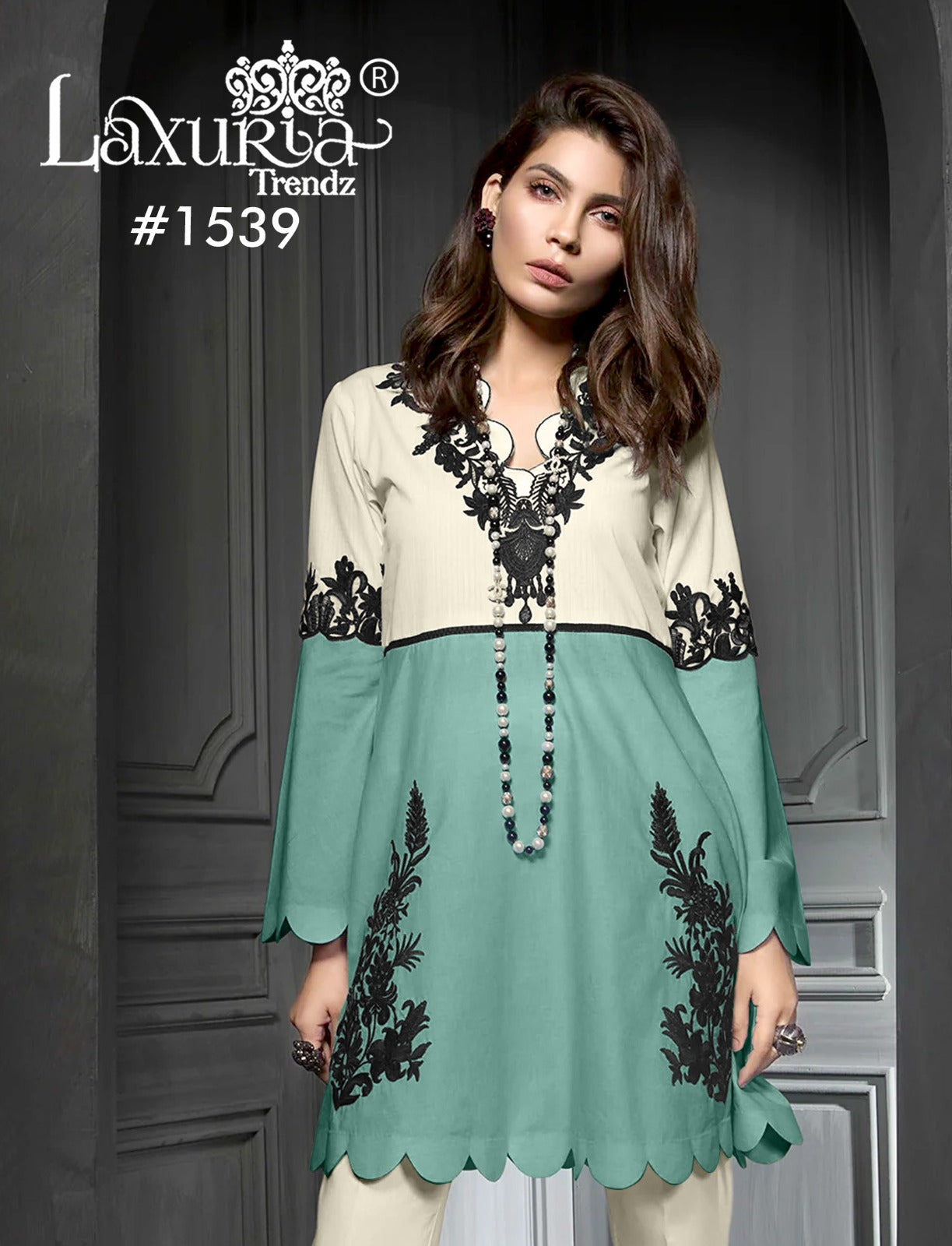 1539 Mint Green Laxuria Trendz Jam Satin Pakistani Readymade Suits