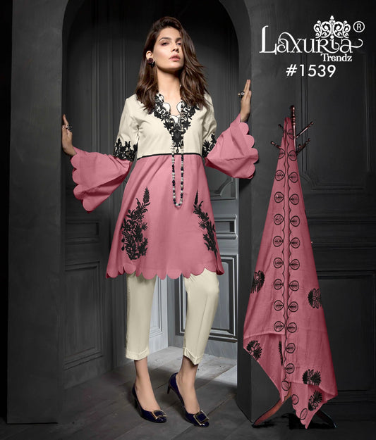 1539 Pink Laxuria Trendz Jam Satin Pakistani Readymade Suits