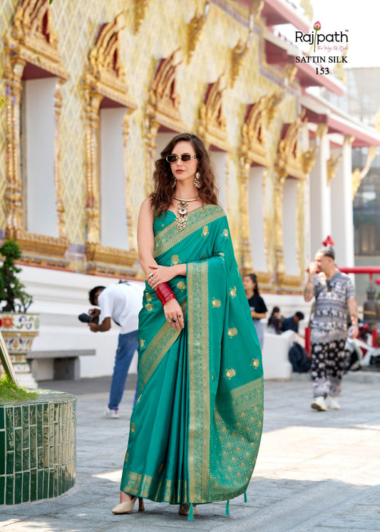 153 White Rose Rajpath Satin Silk Sarees