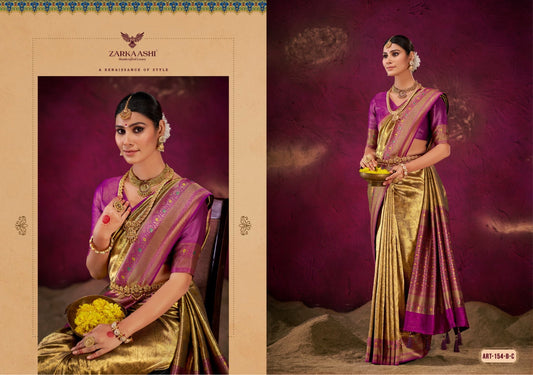 154-B-C Kanchi Patti Vol 1 Zarkaashi Katan Silk Sarees