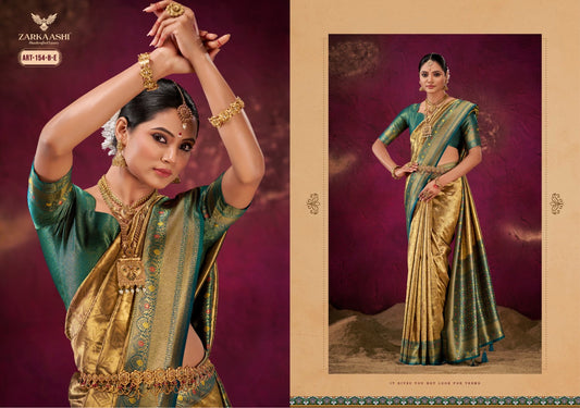 154-B-E Kanchi Patti Vol 1 Zarkaashi Katan Silk Sarees