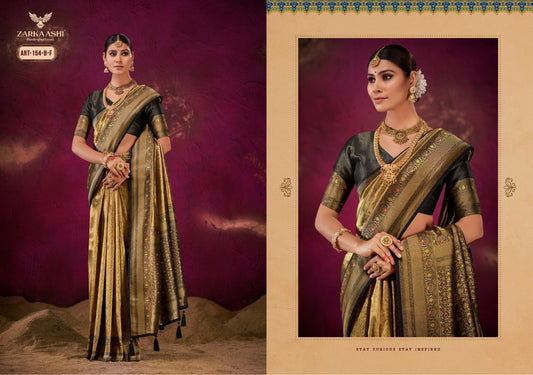 154-B-F Kanchi Patti Vol 1 Zarkaashi Katan Silk Sarees