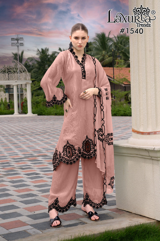 1540 Dusty Rose Laxuria Trendz Fandy Pakistani Readymade Suits