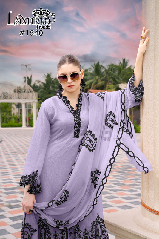 1540 Lavender Laxuria Trendz Fandy Pakistani Readymade Suits