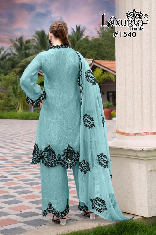 1540 Seafoam Blue Laxuria Trendz Fandy Pakistani Readymade Suits