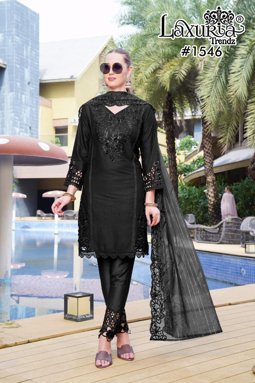 1546 Black Laxuria Trendz Cambric Pakistani Readymade Suits