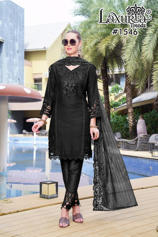 1546 Black Laxuria Trendz Cambric Pakistani Readymade Suits