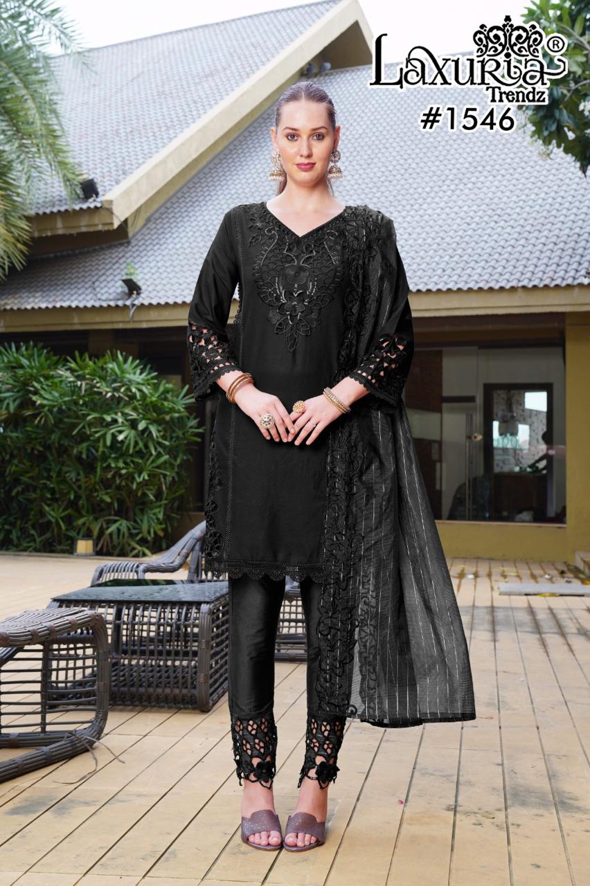 1546 Black Laxuria Trendz Cambric Pakistani Readymade Suits