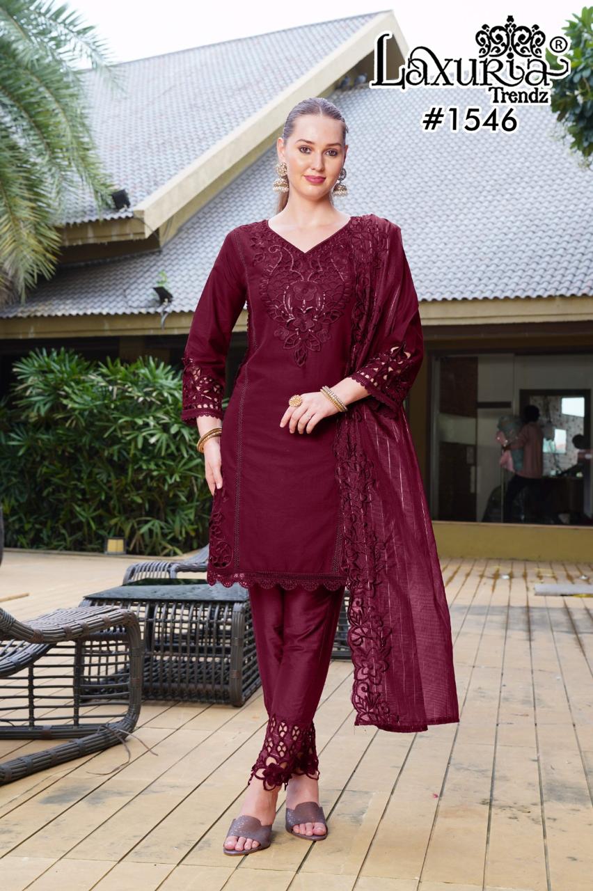 1546 Maroon Laxuria Trendz Cambric Pakistani Readymade Suits