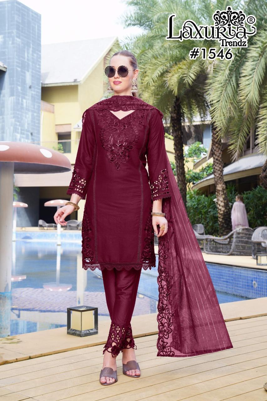 1546 Maroon Laxuria Trendz Cambric Pakistani Readymade Suits