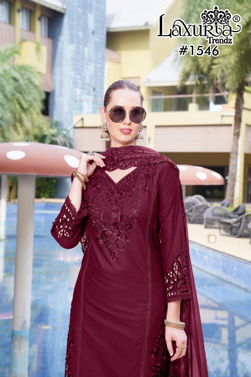 1546 Maroon Laxuria Trendz Cambric Pakistani Readymade Suits