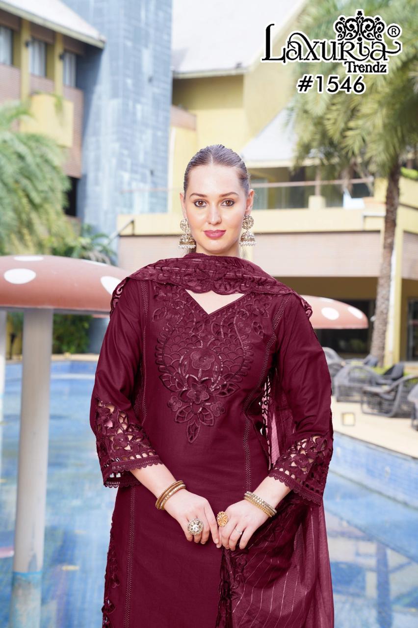 1546 Maroon Laxuria Trendz Cambric Pakistani Readymade Suits