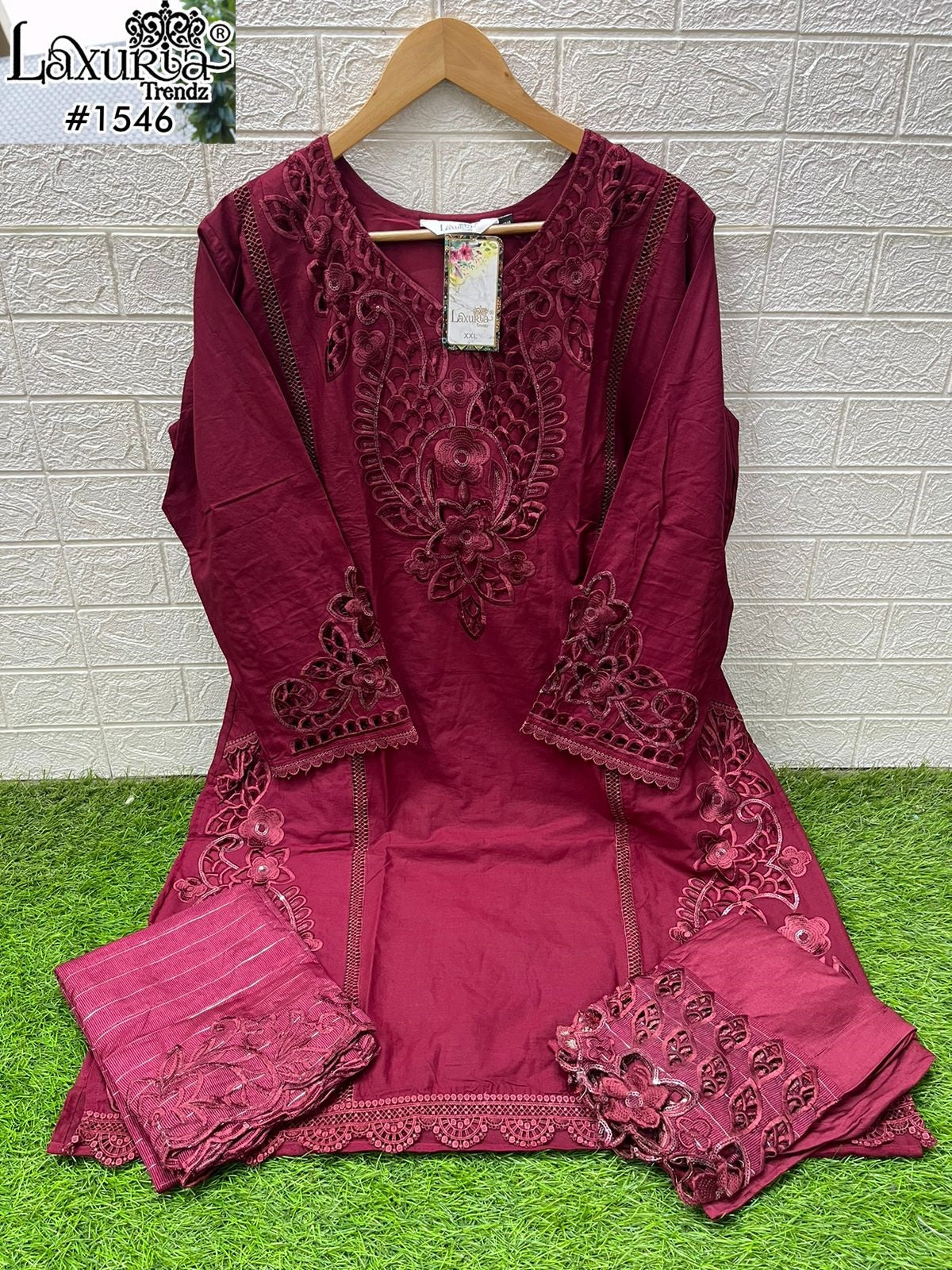 1546 Maroon Laxuria Trendz Cambric Pakistani Readymade Suits