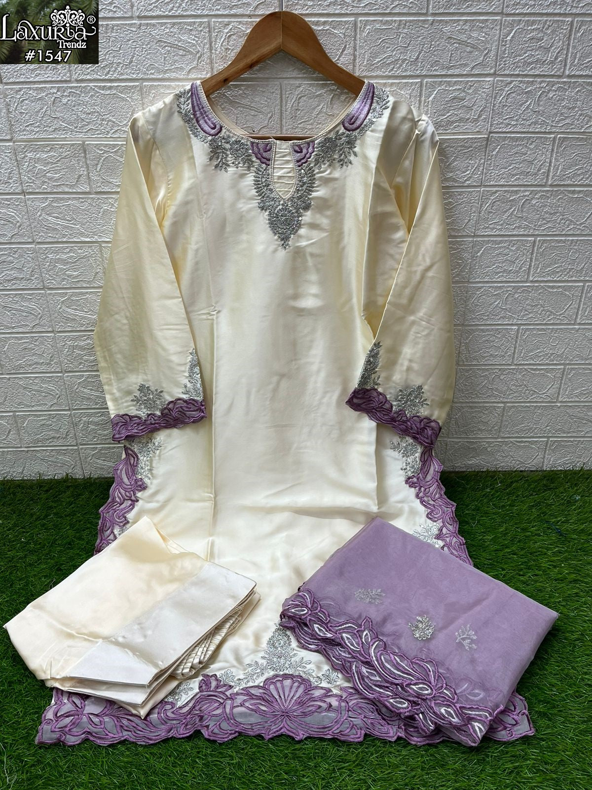 1547 Pink Laxuria Trendz Satin Pakistani Readymade Suits