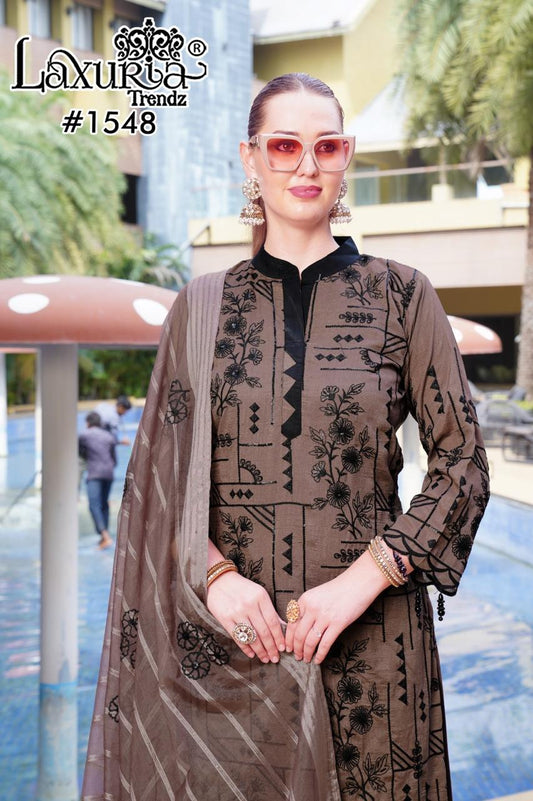 1548 Brown Laxuria Trendz Embroidery Pakistani Readymade Suits