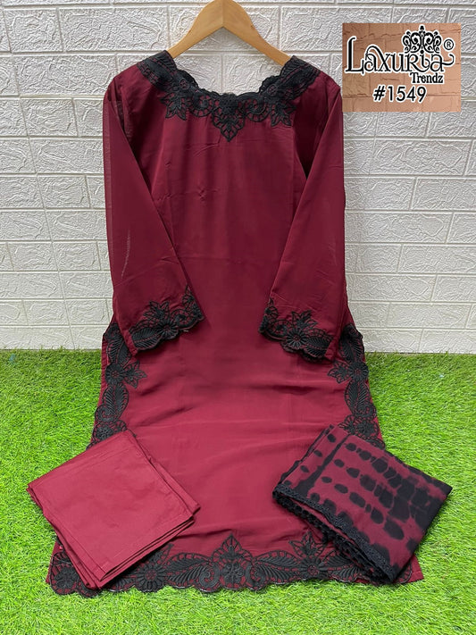 1549 Maroon Laxuria Trendz Georgette Pakistani Readymade Suits