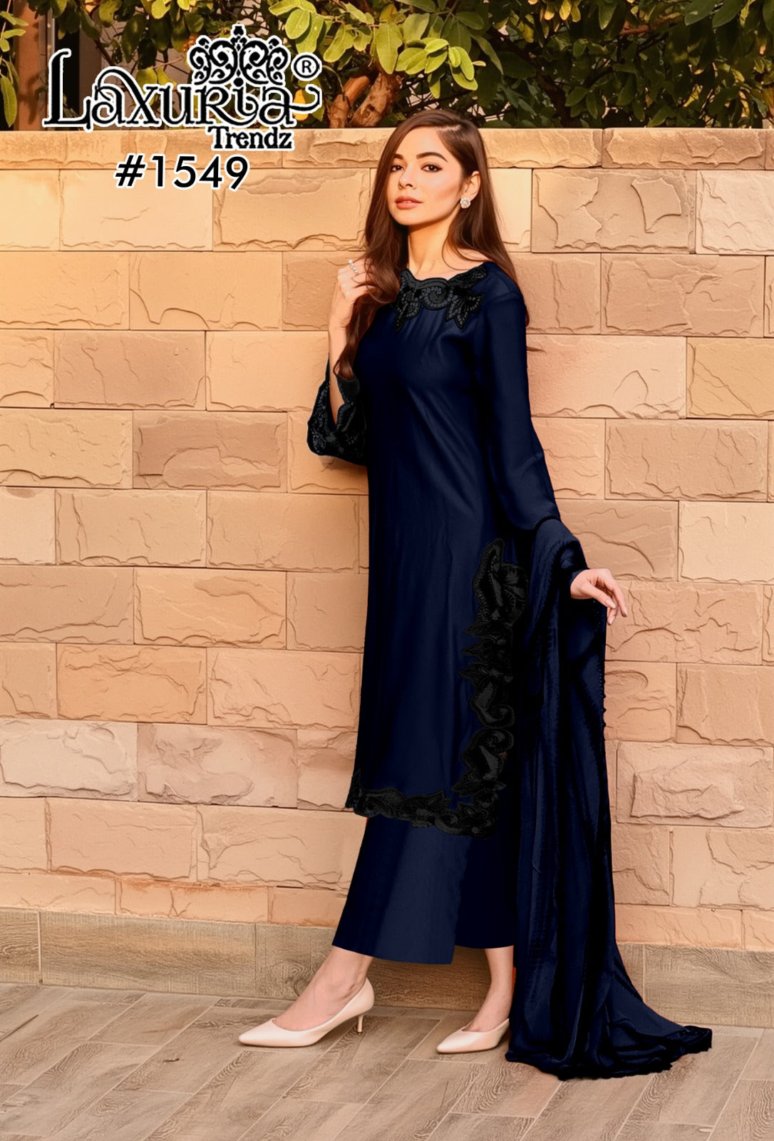 1549 Navy Blue Laxuria Trendz Georgette Pakistani Readymade Suits