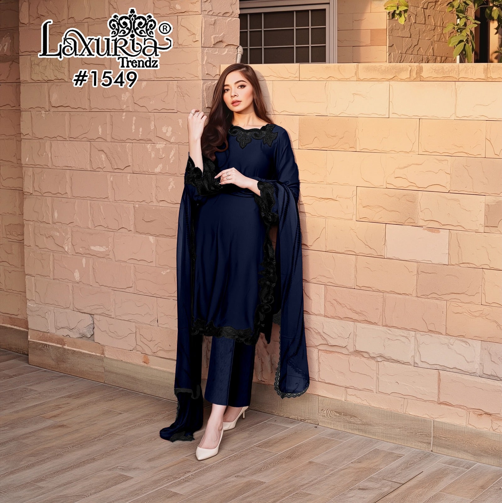 1549 Navy Blue Laxuria Trendz Georgette Pakistani Readymade Suits