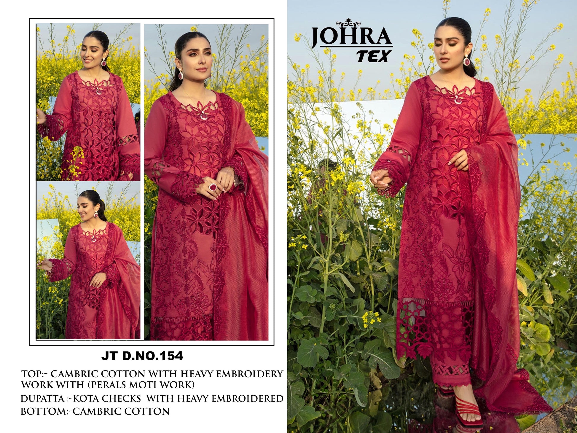 154 Johra Tex Embroidered Work Pakistani Salwar Suits