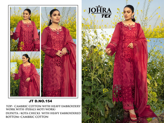 154 Johra Tex Embroidered Work Pakistani Salwar Suits