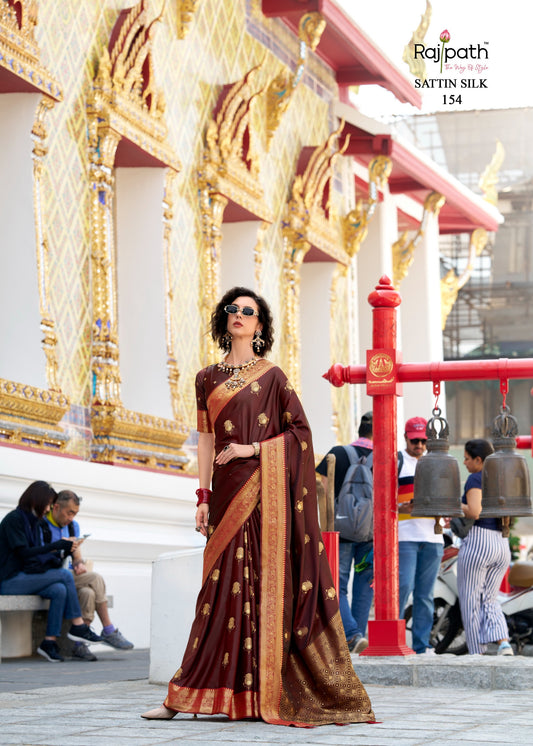 154 White Rose Rajpath Satin Silk Sarees