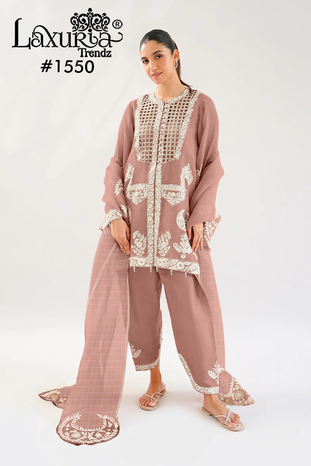 1550 Peach Laxuria Trendz Vichitra Pakistani Readymade Suits