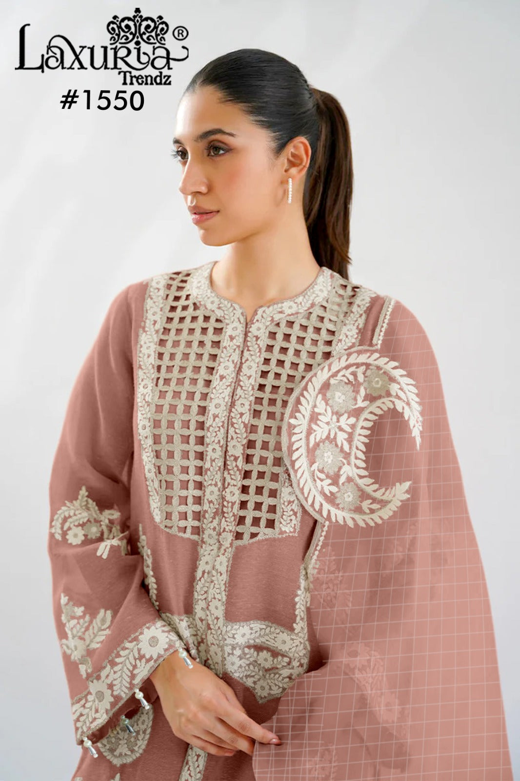 1550 Peach Laxuria Trendz Vichitra Pakistani Readymade Suits