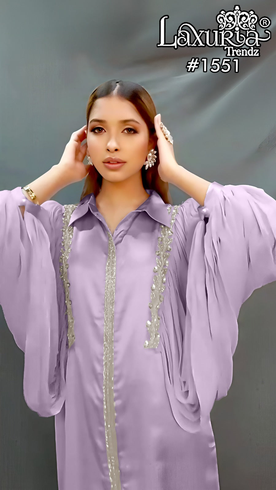 1551 Lavendar Laxuria Trendz Satin Pakistani Readymade Suits