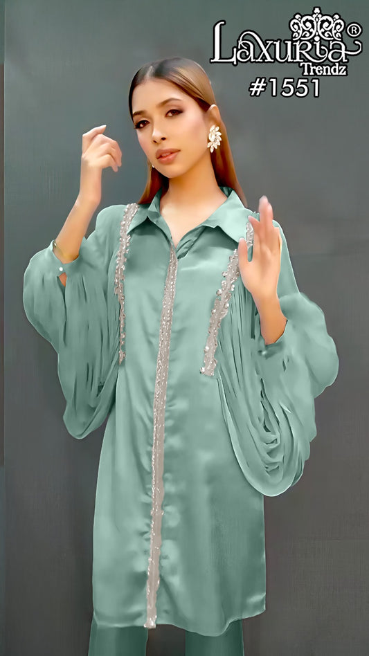 1551 Sky Laxuria Trendz Satin Pakistani Readymade Suits