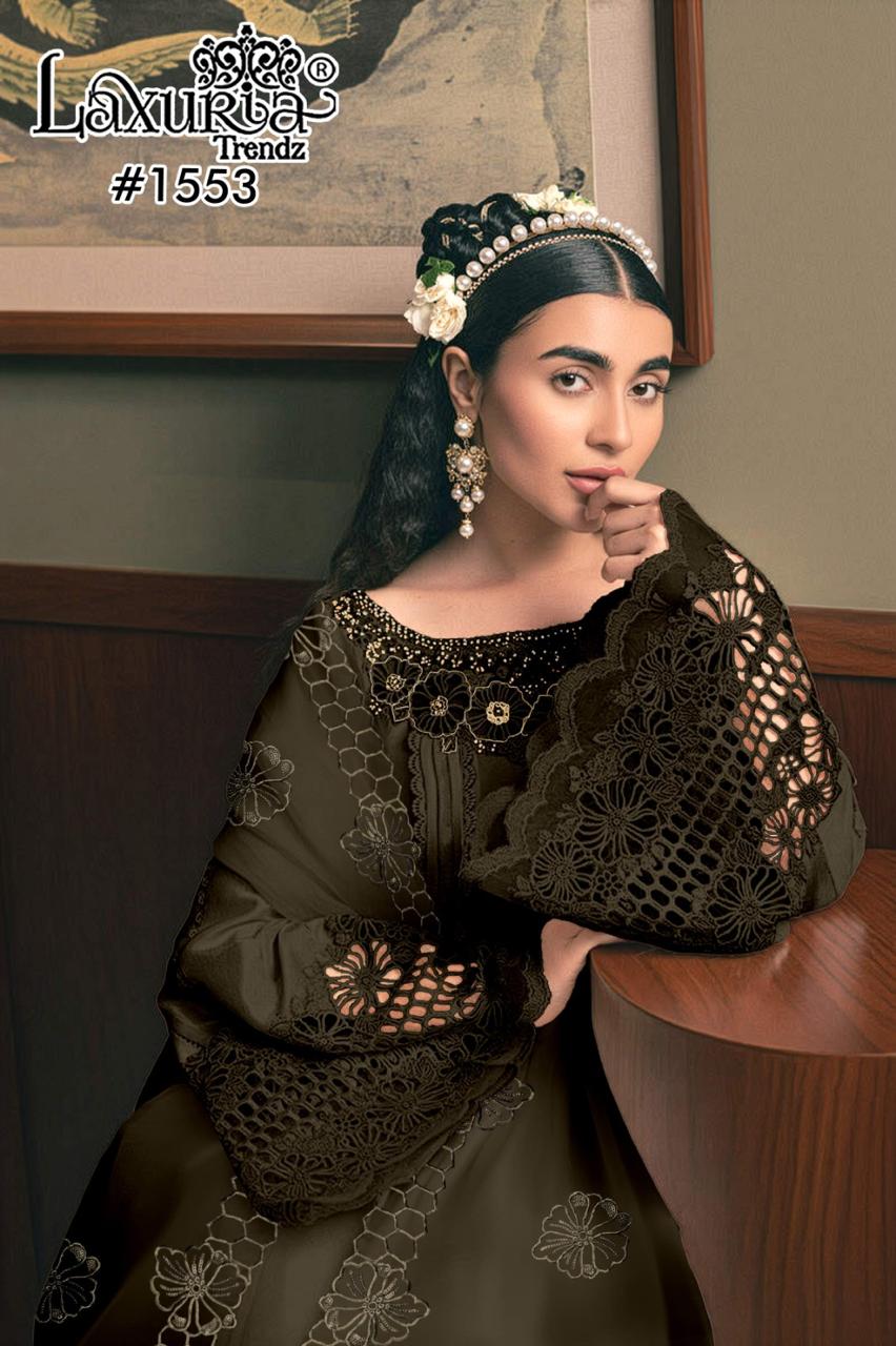 1553 Mehndi Laxuria Trendz Satin Pakistani Readymade Suits