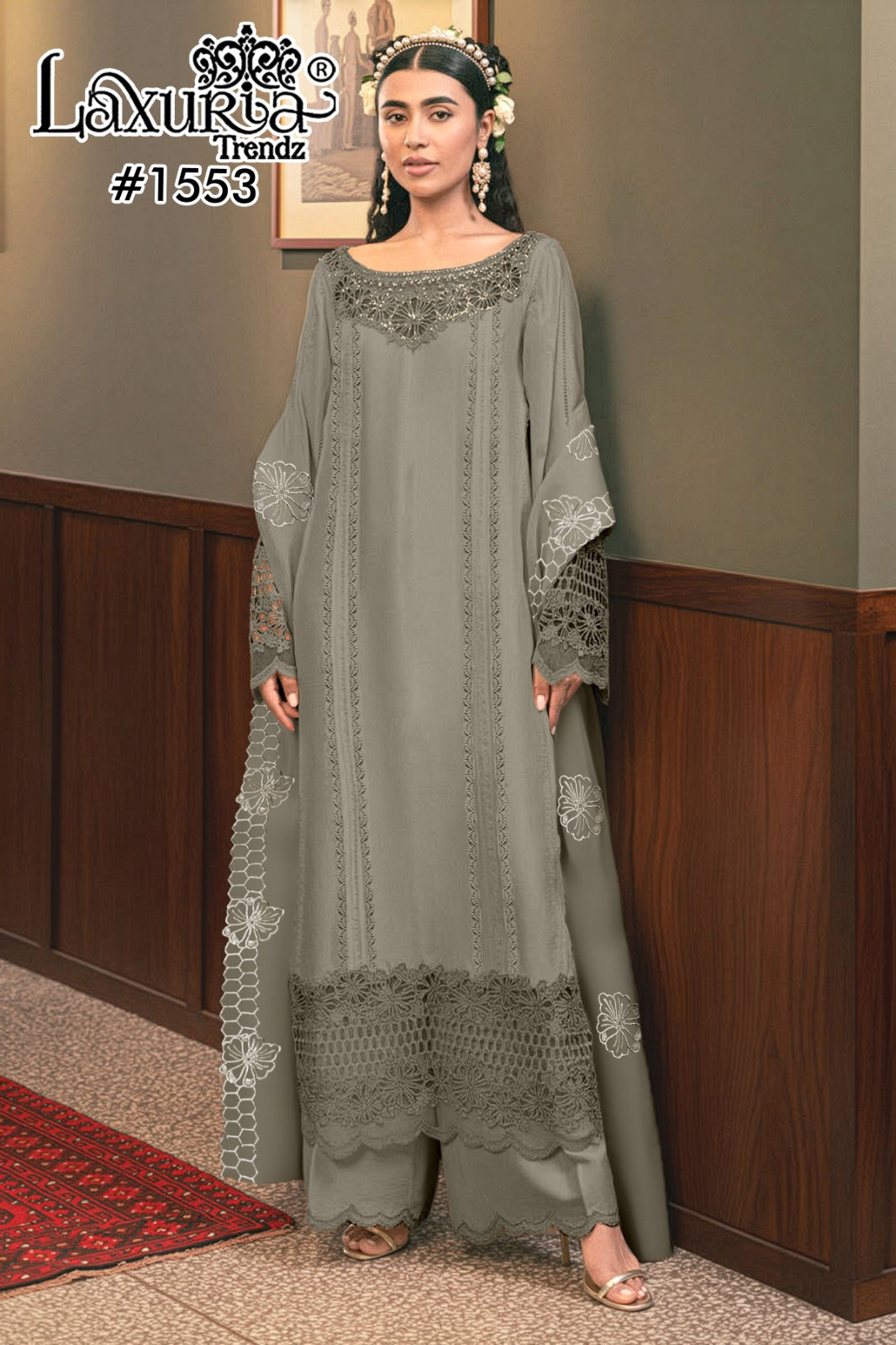 1553 Pista Laxuria Trendz Satin Pakistani Readymade Suits