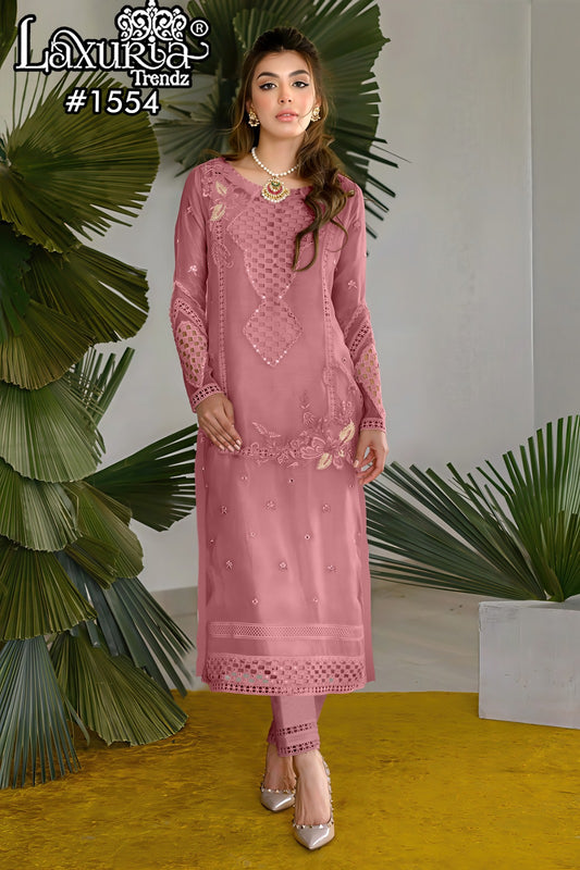 1554 Dusty Rose Laxuria Trendz Vichitrta Simmer Pakistani Readymade Suits