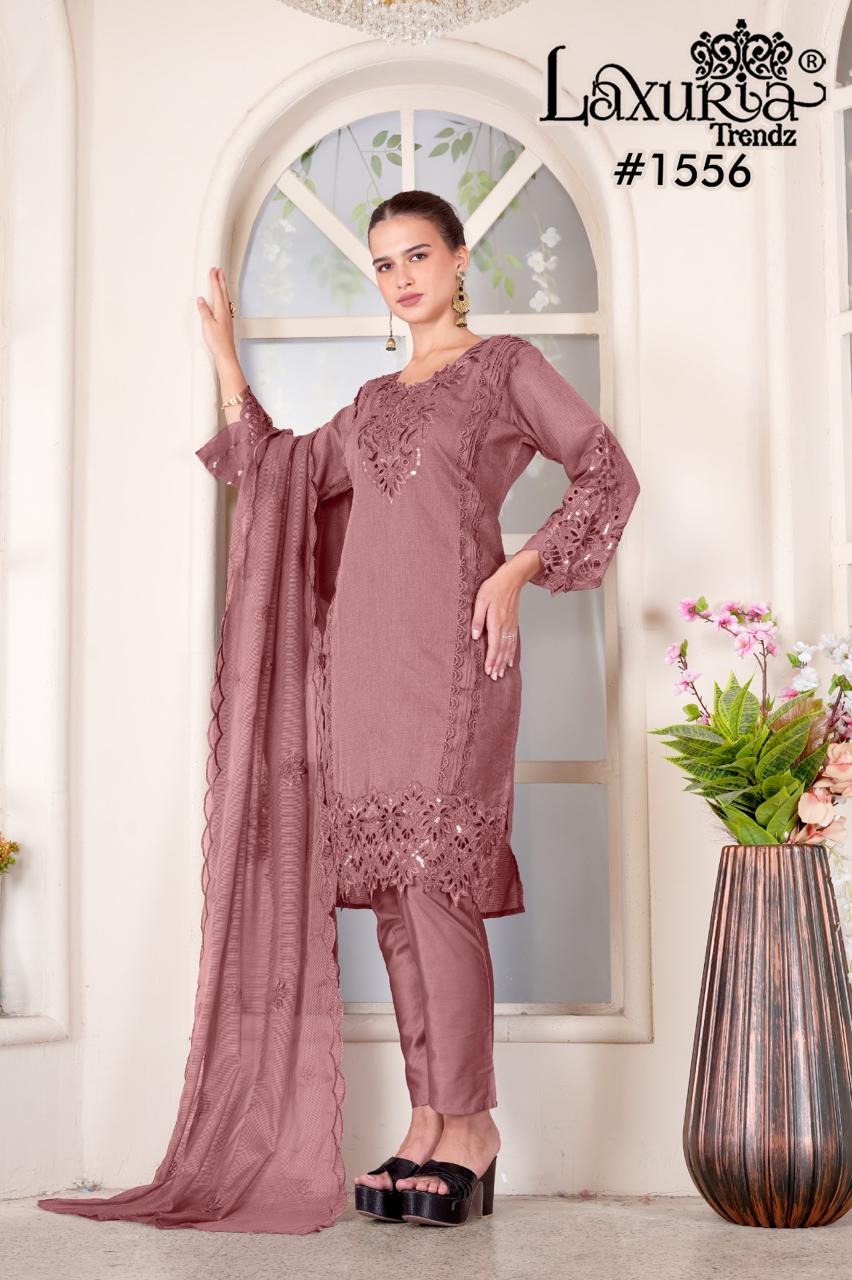 1556 Dusty Pink Laxuria Trendz Ruby Slub Pakistani Readymade Suits