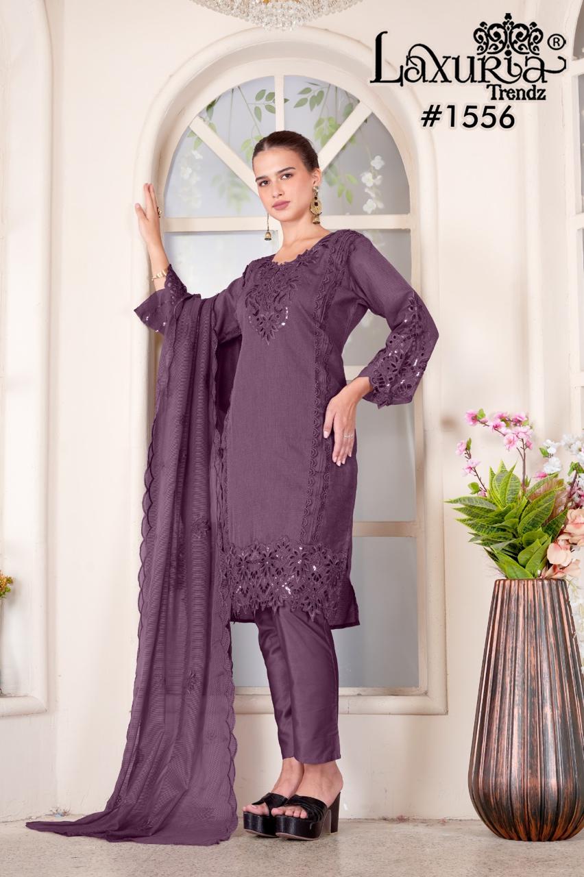 1556 Lavendar Laxuria Trendz Ruby Slub Pakistani Readymade Suits