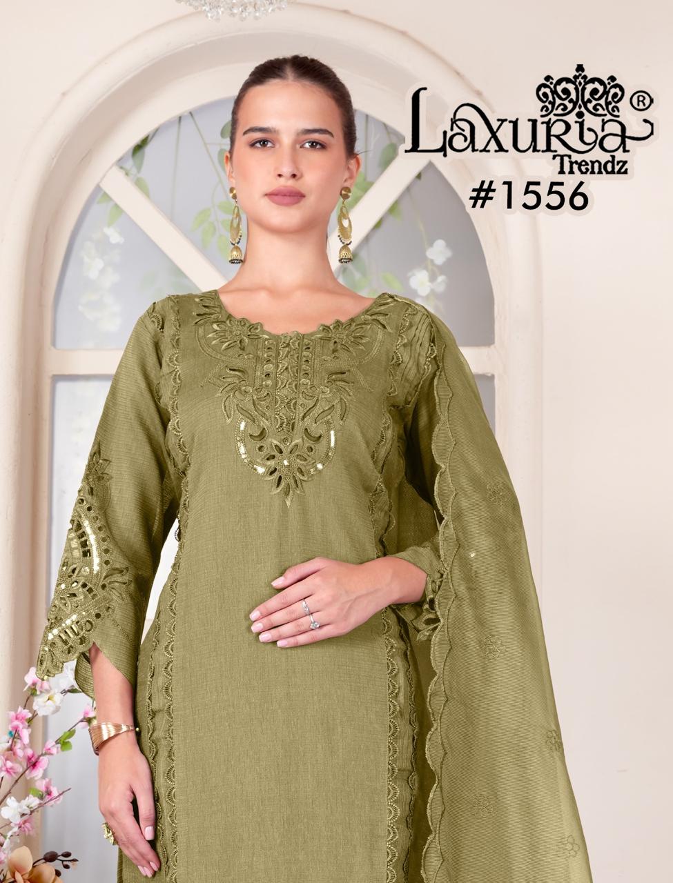 1556 Mehndi Laxuria Trendz Ruby Slub Pakistani Readymade Suits