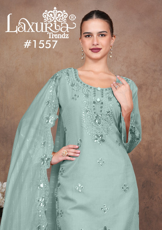 1557 Sky Laxuria Trendz Kota Linning Pakistani Readymade Suits