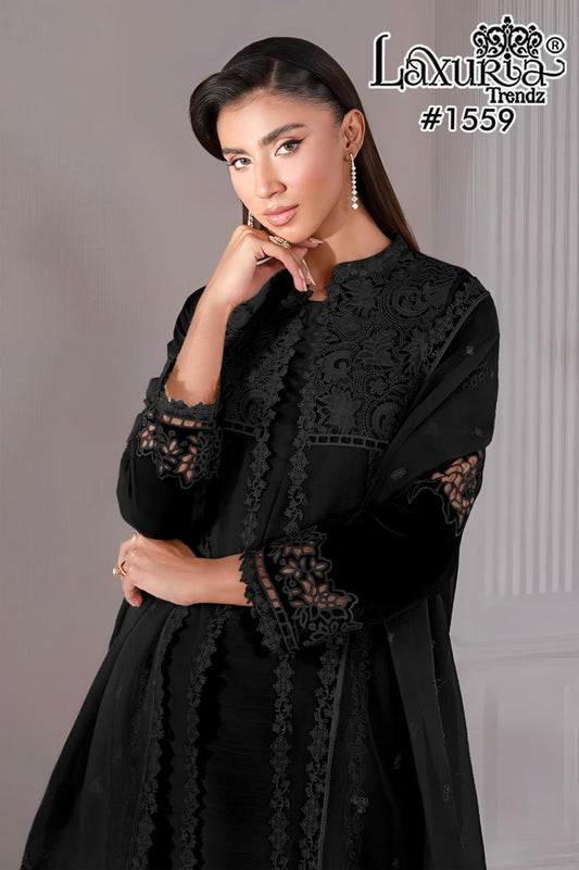 1559 Black Laxuria Trendz Organza Silk Pakistani Readymade Suits