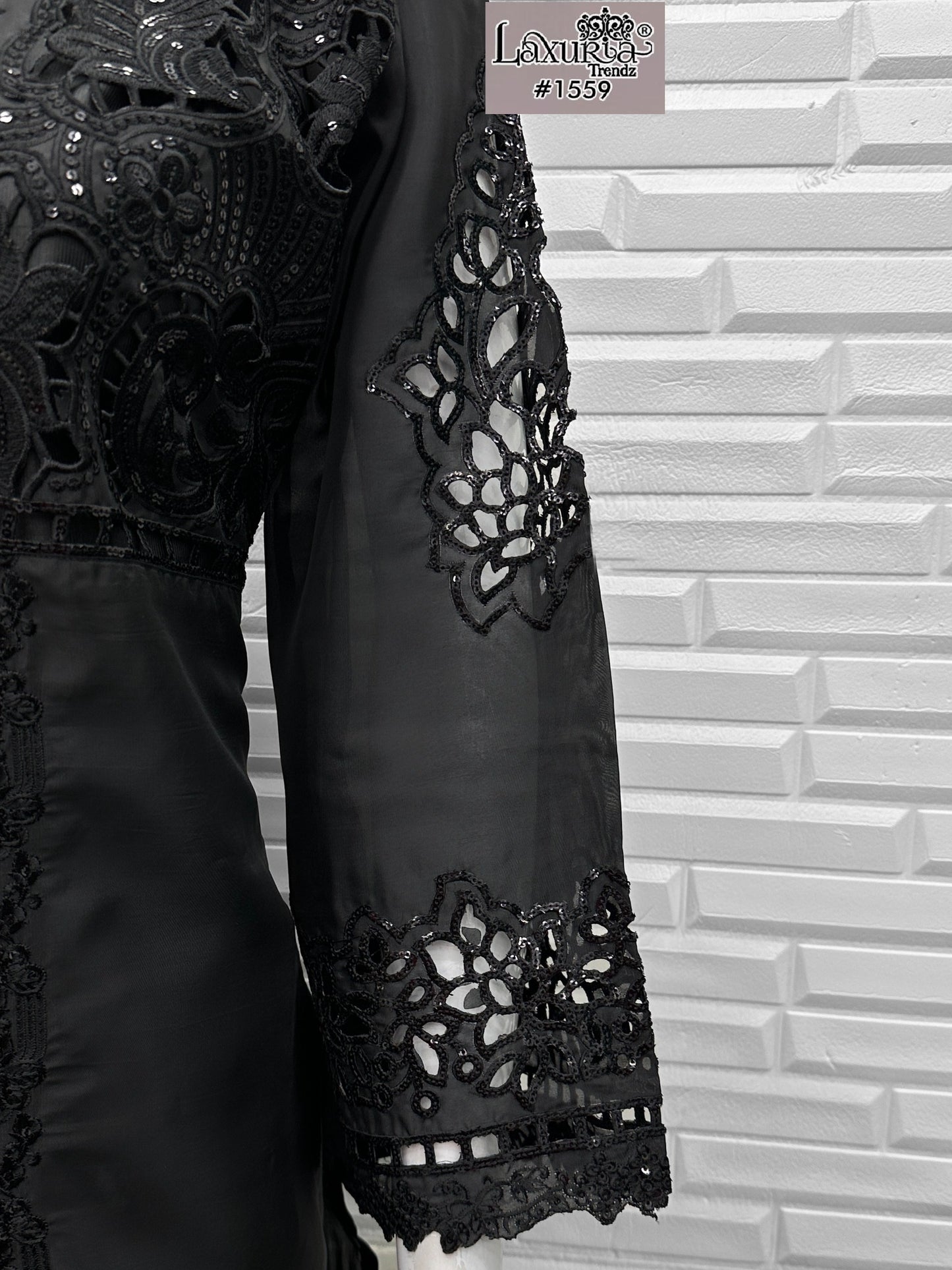 1559 Black Laxuria Trendz Organza Silk Pakistani Readymade Suits